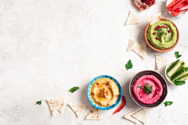 Hummus auf Dreierlei Art: Klassisch, Avocado, Rote Beete