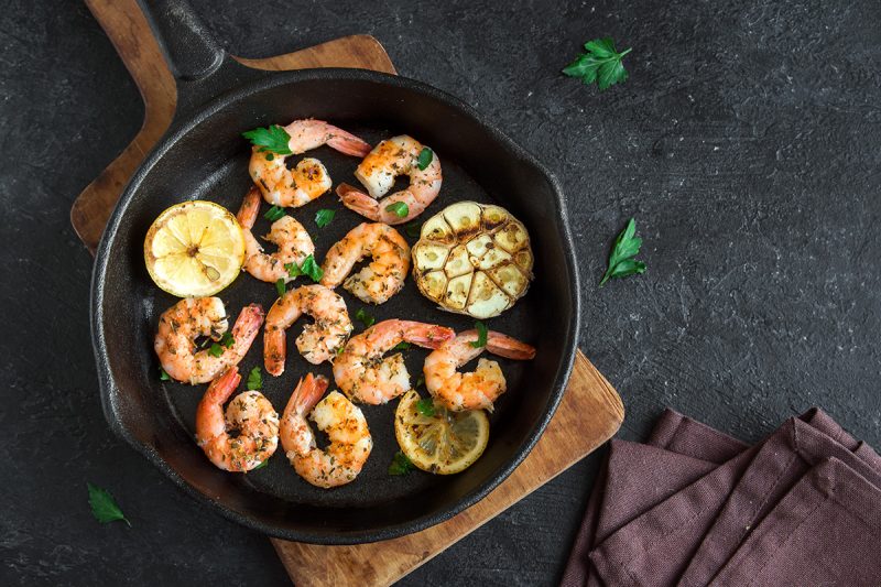 Gebratene Scampi mit Chili Knoblauch Salz