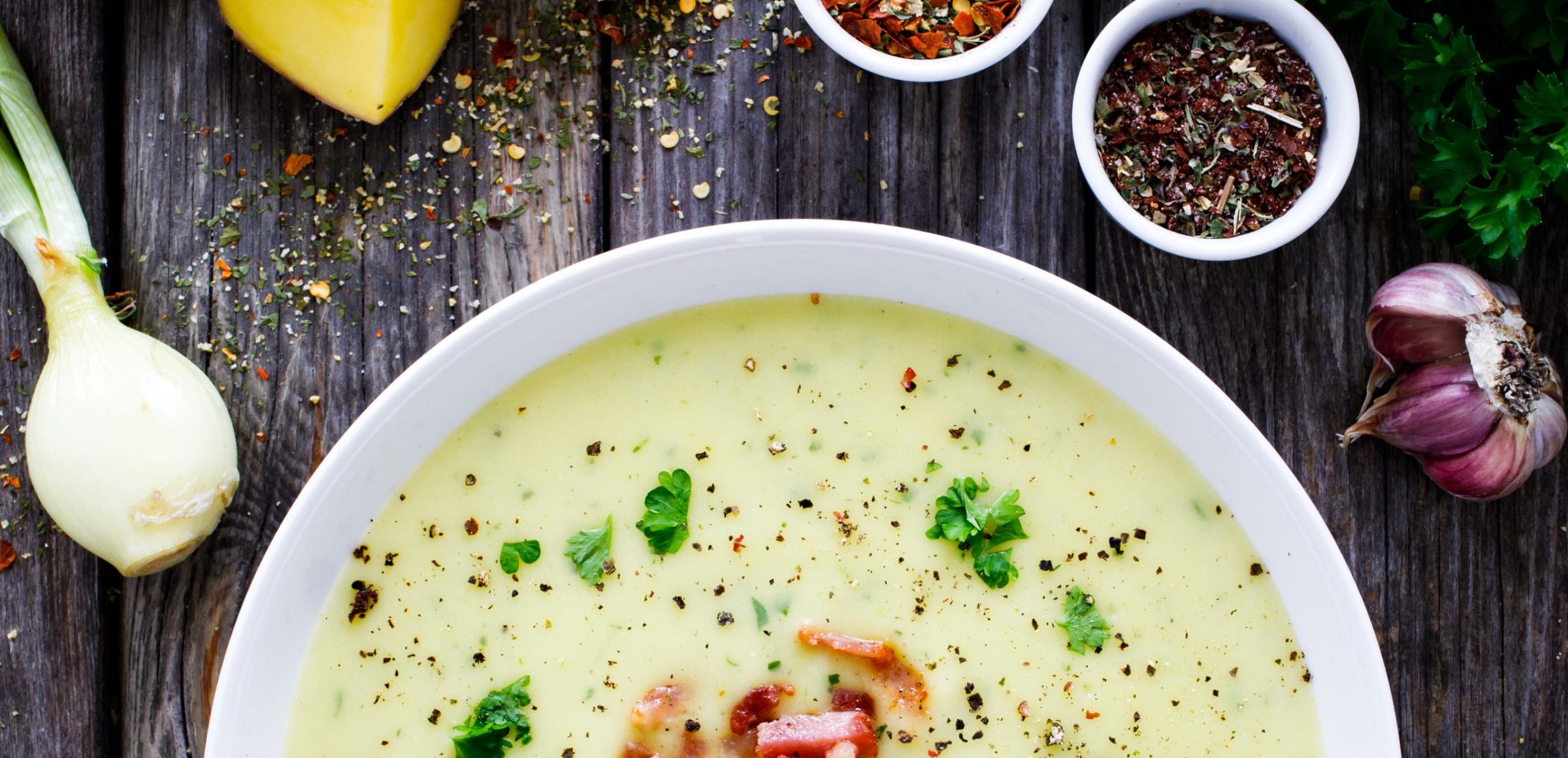 Sahne-Kartoffelsuppe mit Speckwürfelchen | Rezept