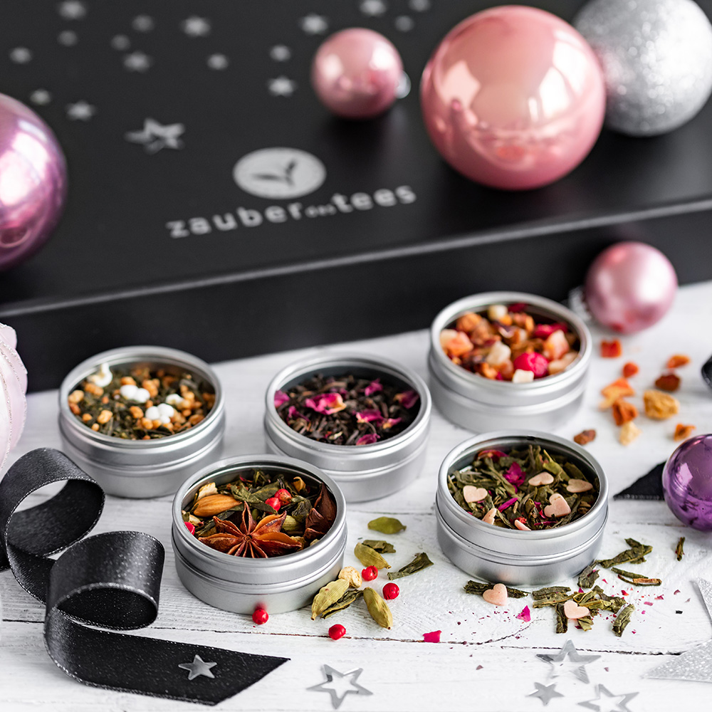 Gewürz-Adventskalender weiß & Tee Adventskalender im Set