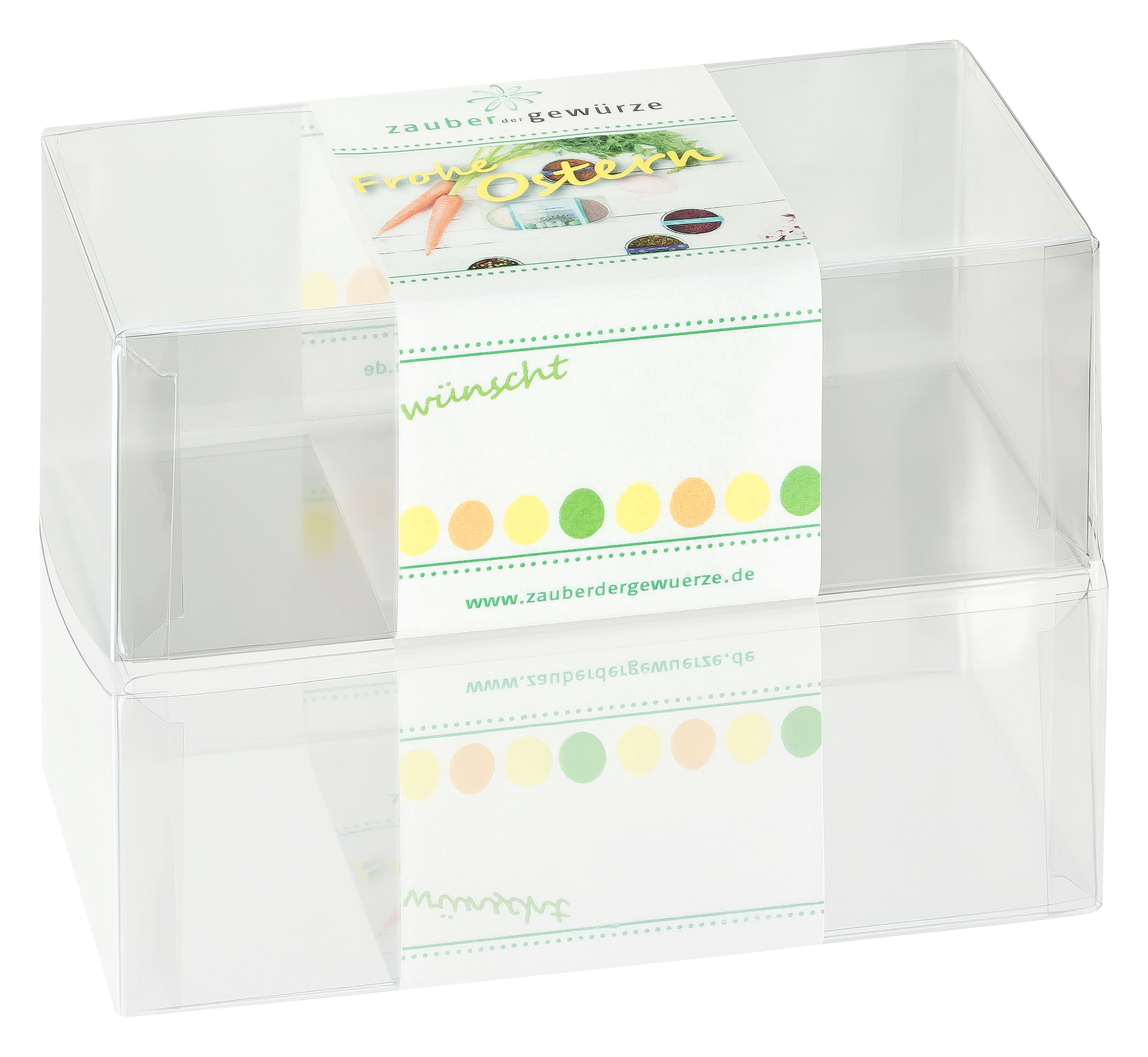 Klarsicht-Box Frohe Ostern (Möhre) 2-er (leer) für eigene Gewürz-Auswahl