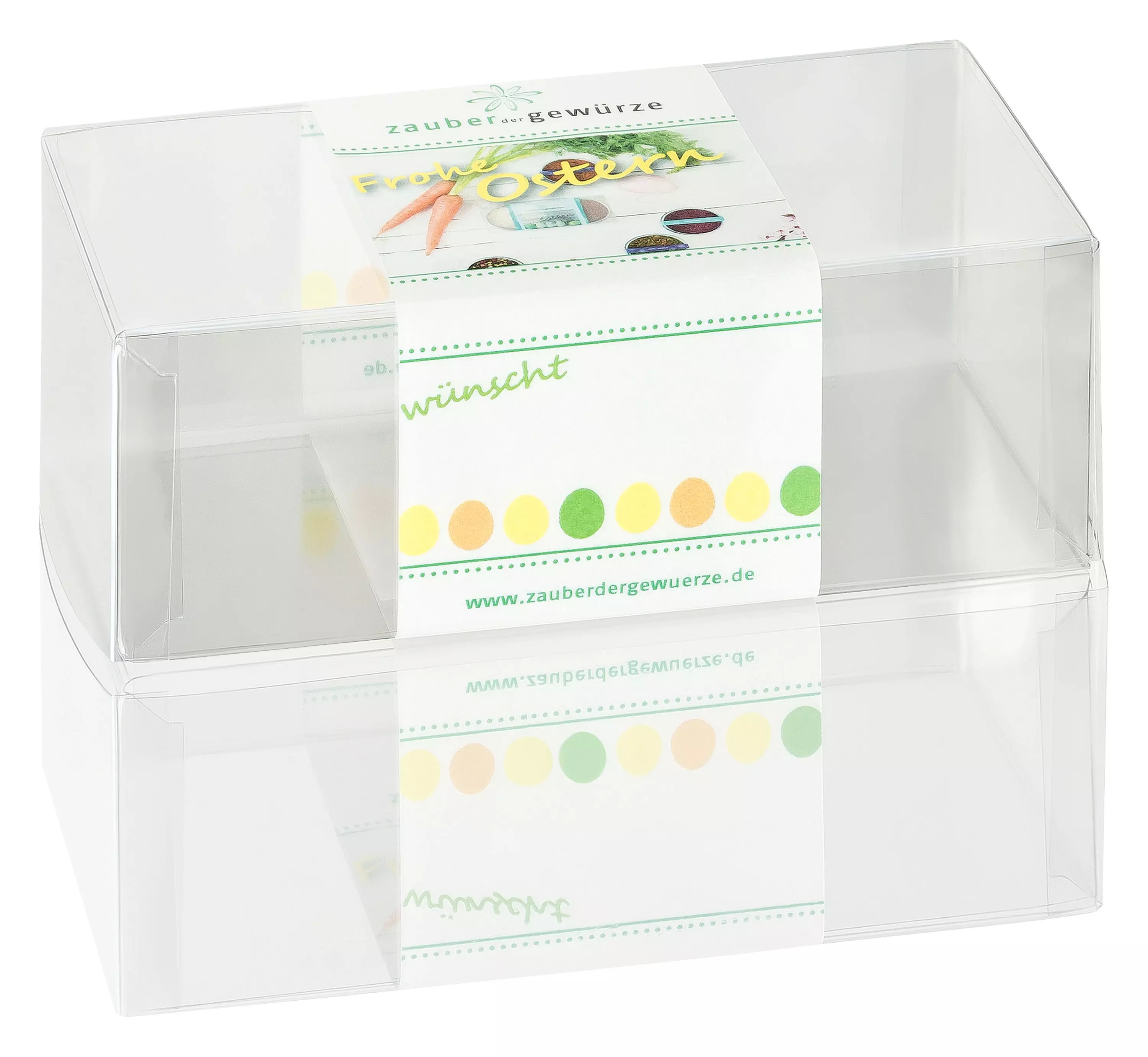 Klarsicht-Box Frohe Ostern (Möhre) 2-er (leer) für eigene Gewürz-Auswahl