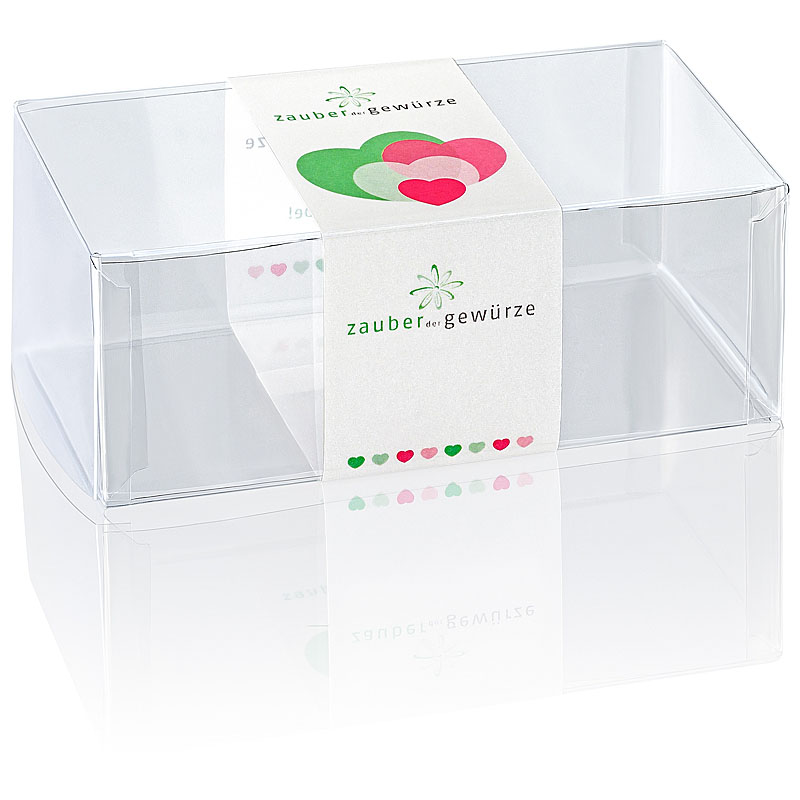 Klarsicht-Box bunte Herzen 2-er (leer) für eigene Gewürz-Auswahl