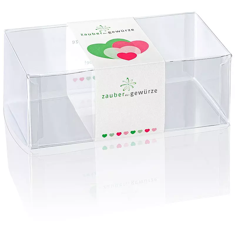 Klarsicht-Box bunte Herzen 2-er (leer) für eigene Gewürz-Auswahl