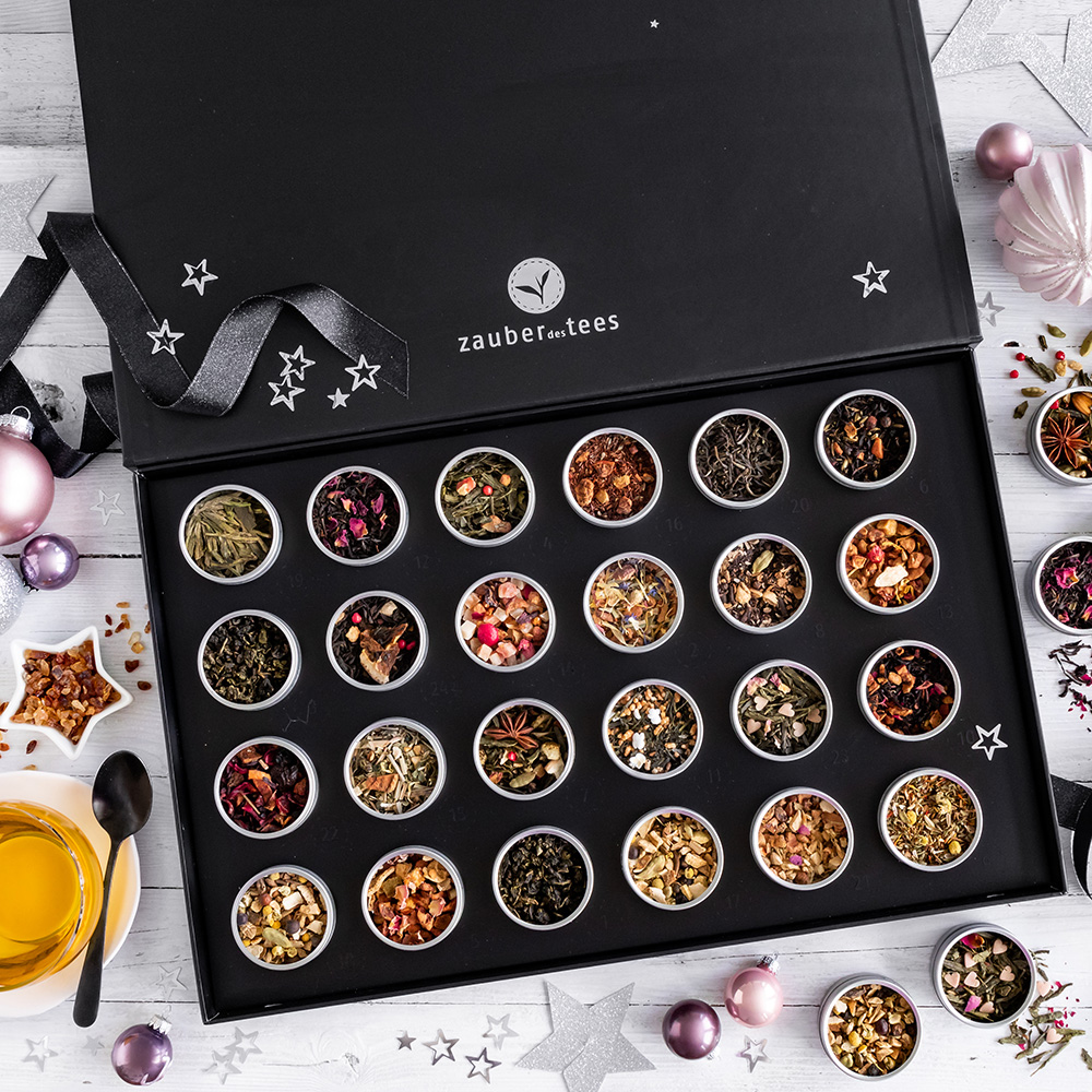 Gewürz-Adventskalender weiß & Tee Adventskalender im Set