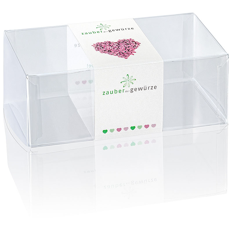 Klarsicht-Box lila Herz 2-er (leer) für eigene Gewürz-Auswahl