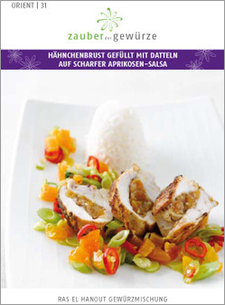 Hähnchenbrust gefüllt mit Datteln auf scharfer Aprikosen-Salsa